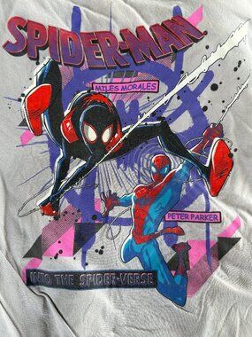Spider Man Miles Morales Spider Verse Men's Light Brown Shirt XL 14 16 2018